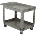 Global Industrial Plastic 2 Tray Shelf Service & Utility Cart, 44in x 25-1/2in, 5in Rubber Casters 800297